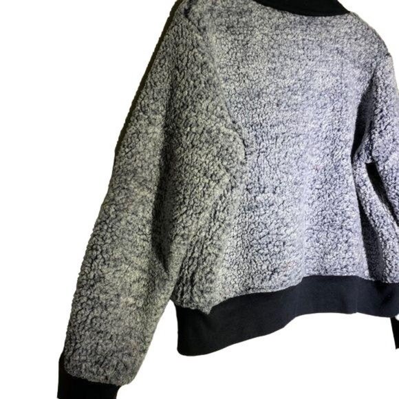 Gray Black Teddy Bomber Jacket XL Handmade - Picture 5 of 9